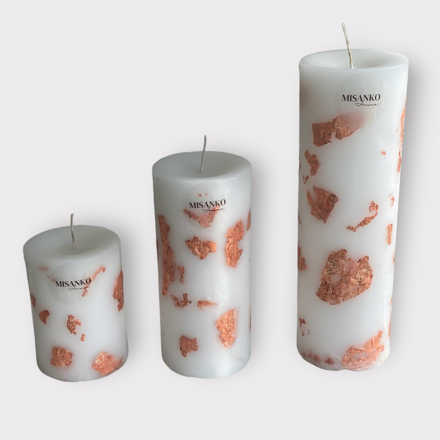 Copper Flake Pillar Candle - Gilded Collection