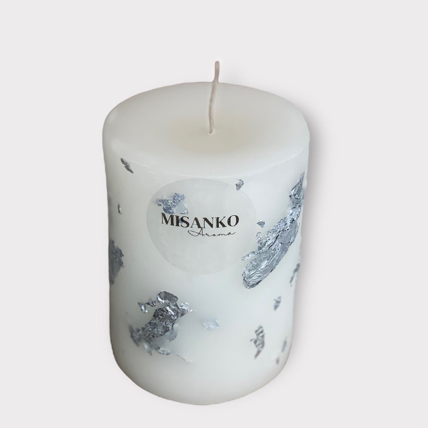 Silver Flake Pillar Candle - Gilded Collection