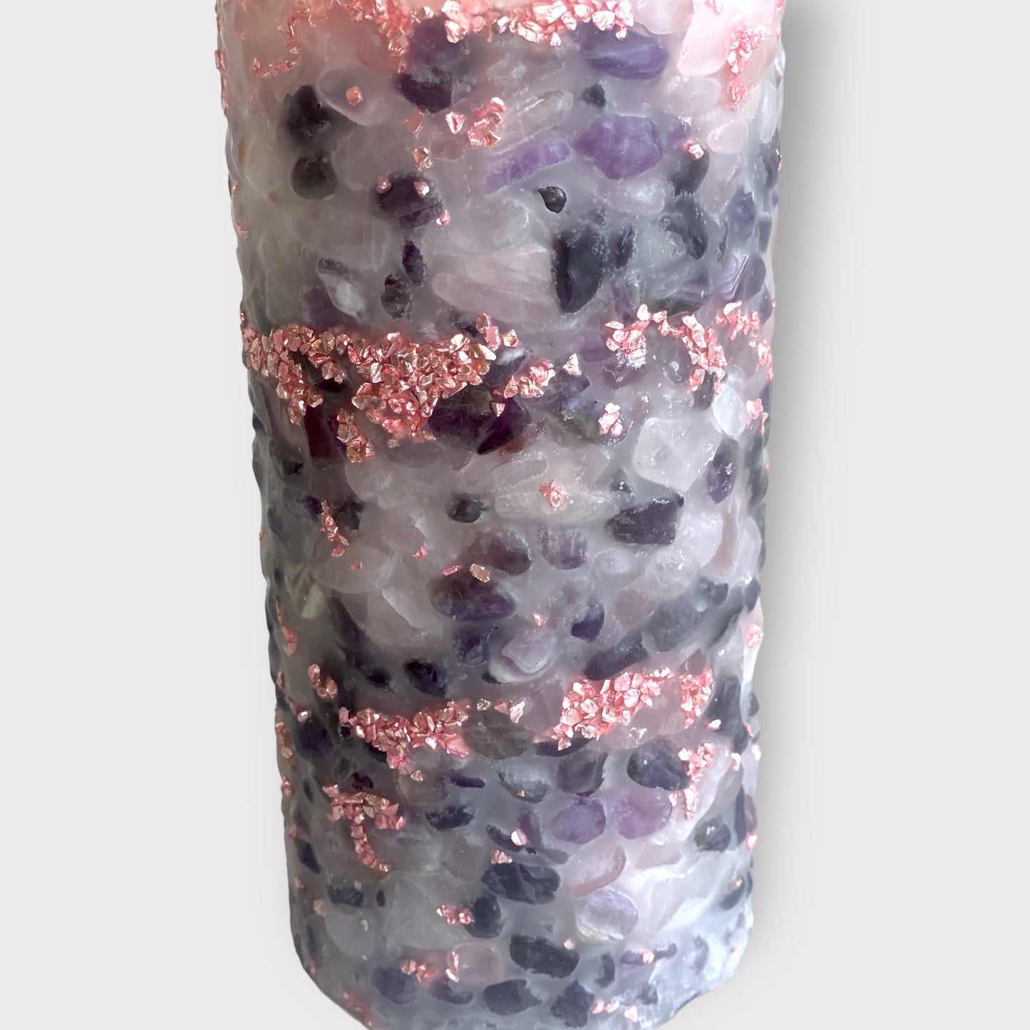 Amethyst & Rose Quartz Pillar Candle - Mineral Collection