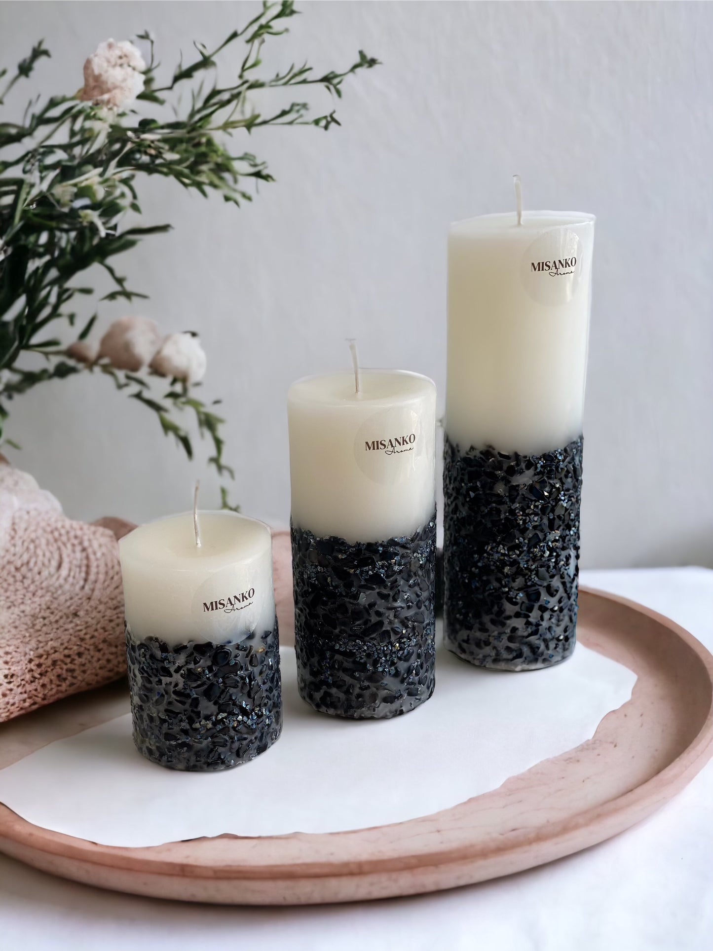 Obsidian Pillar Candle - Mineral Collection