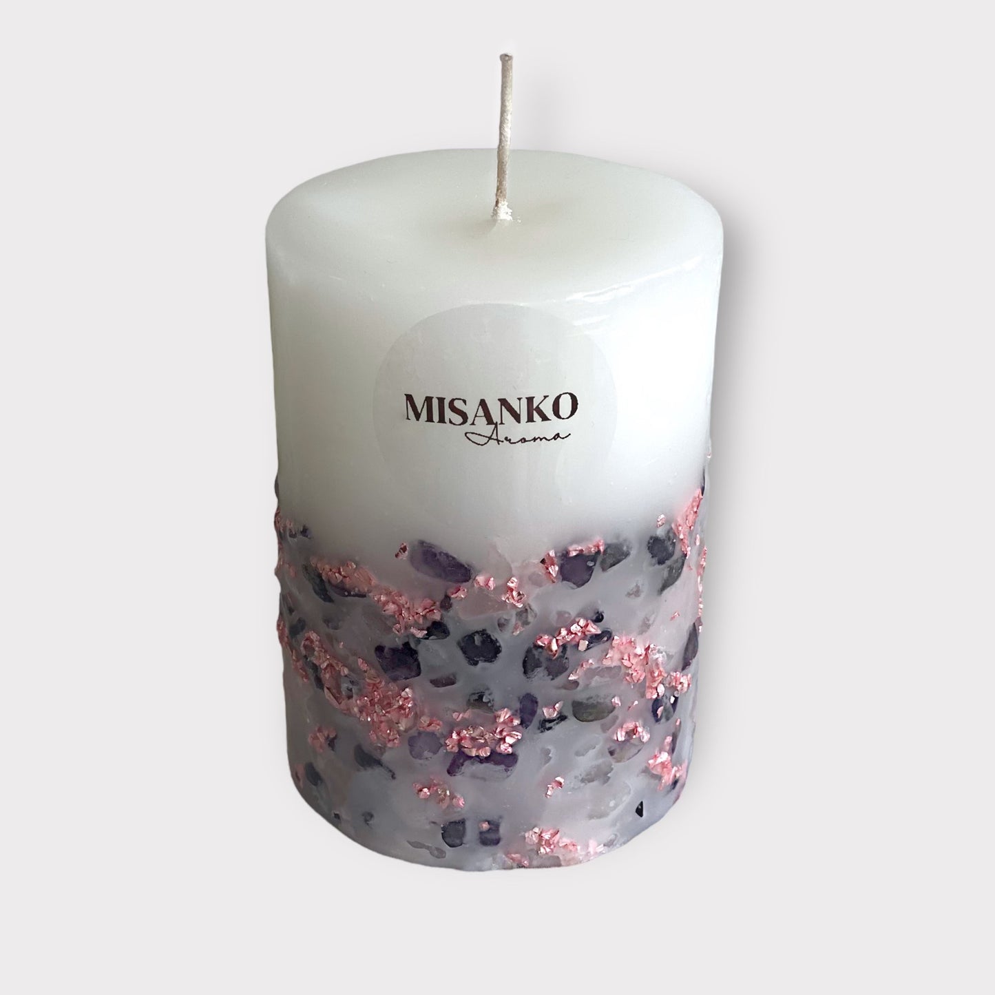 Amethyst & Rose Quartz Pillar Candle - Mineral Collection