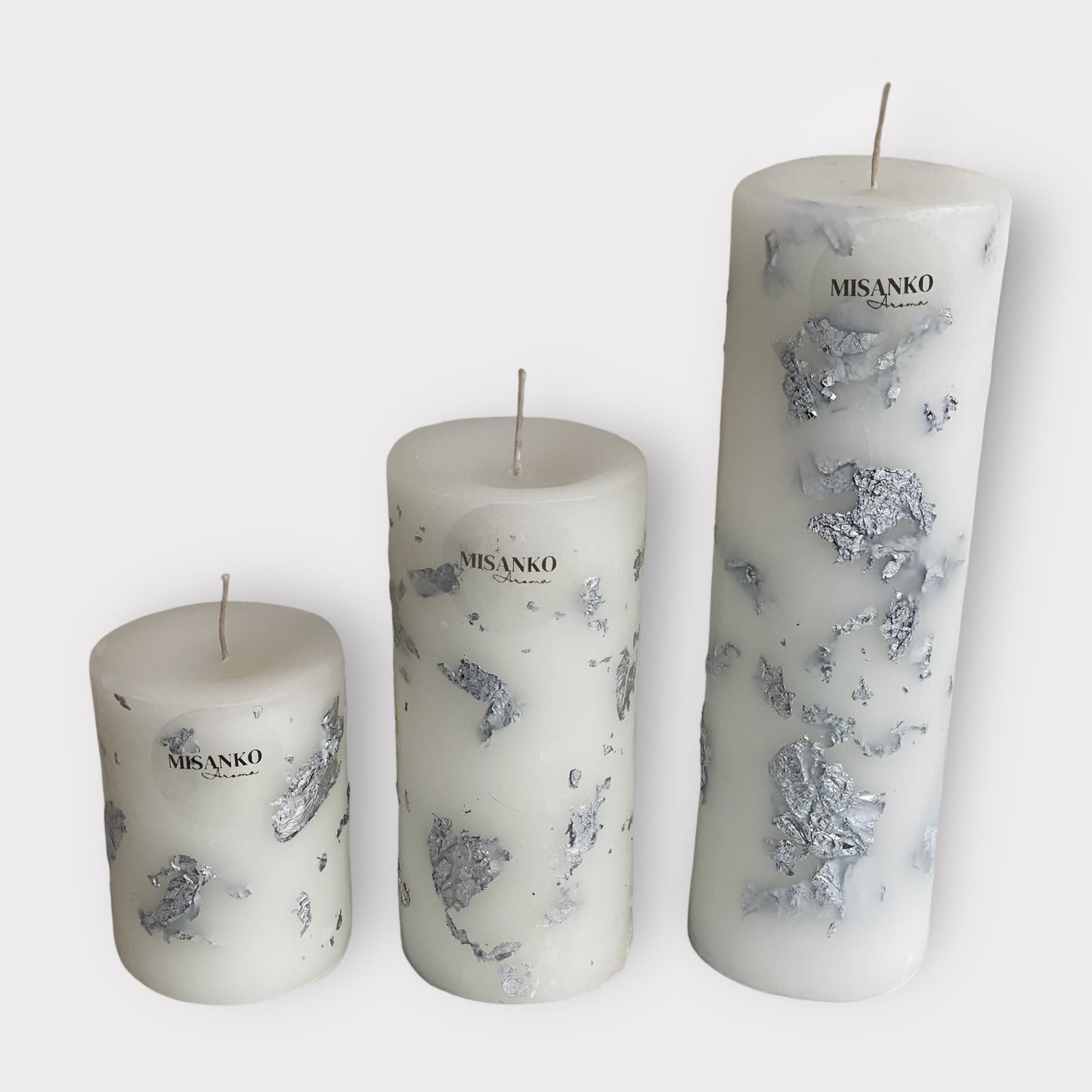 Silver Flake Pillar Candle - Gilded Collection