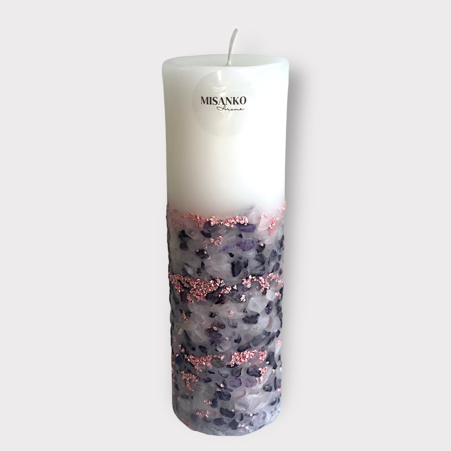 Amethyst & Rose Quartz Pillar Candle - Mineral Collection