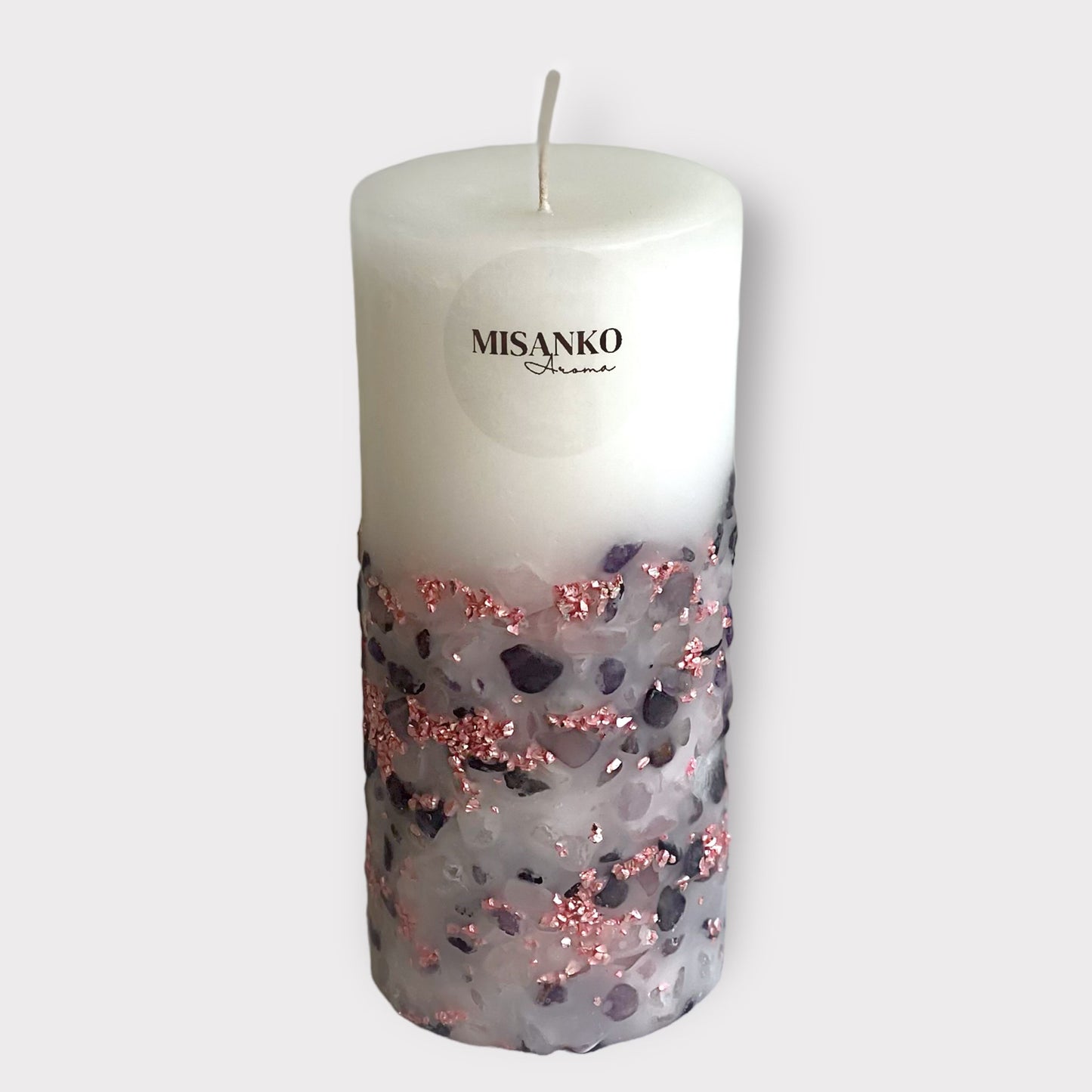 Amethyst & Rose Quartz Pillar Candle - Mineral Collection